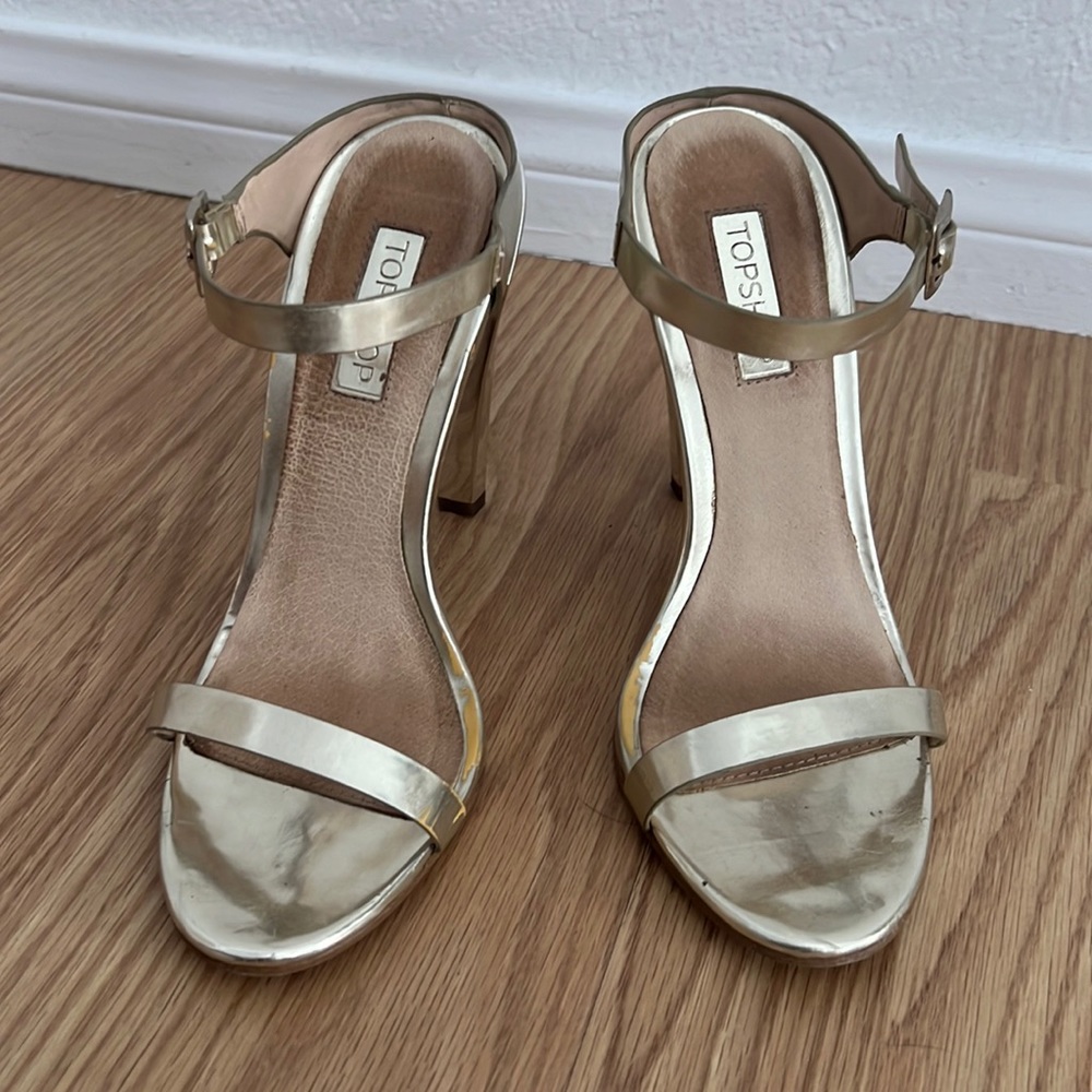 Topshop gold strap heels
